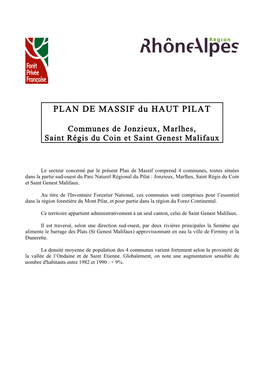 PLAN DE MASSIF Du HAUT PILAT