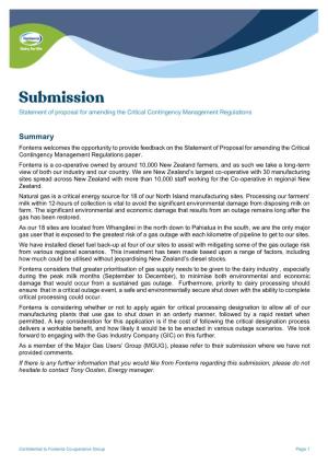 Fonterra Submission on CCM Consultation 24 July 2020