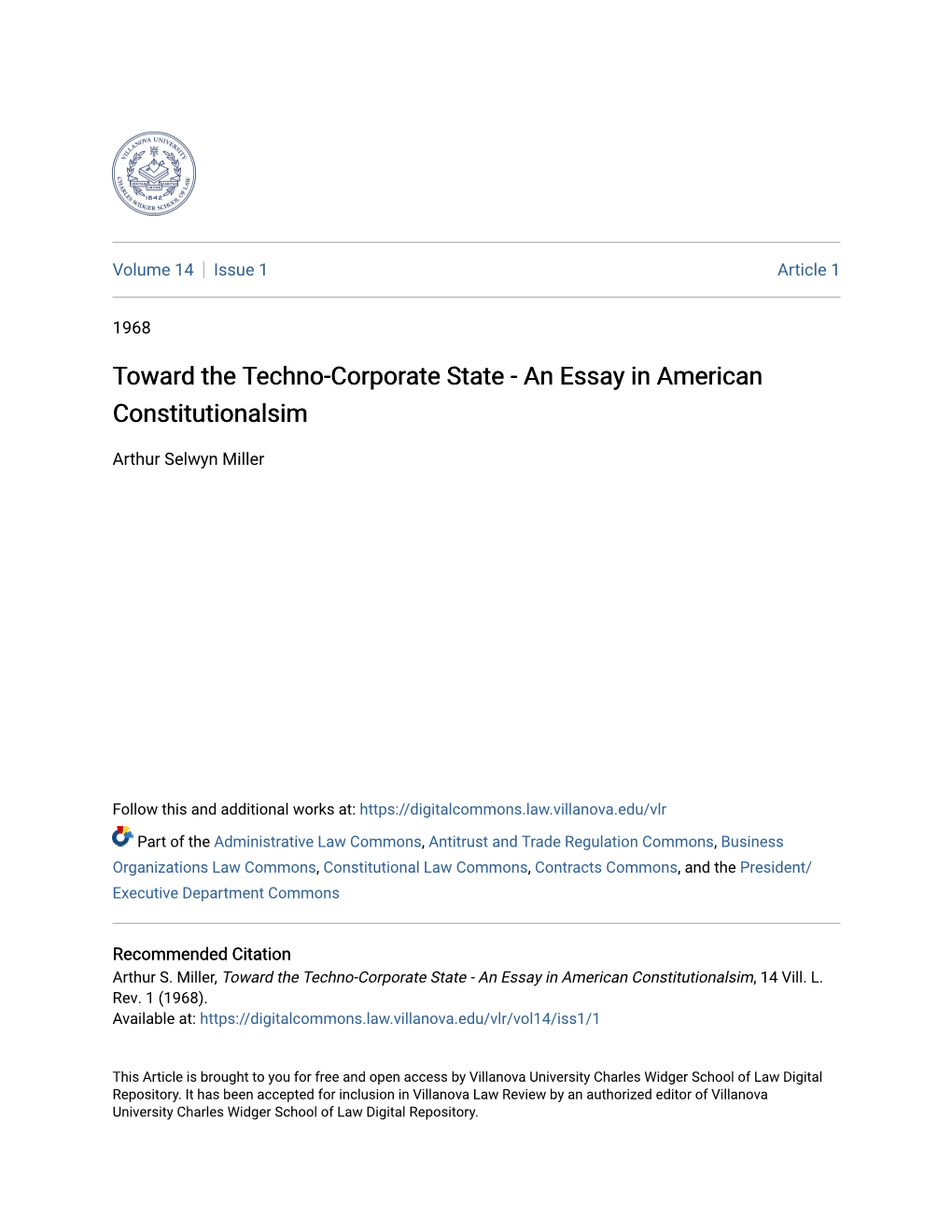 Toward the Techno-Corporate State - an Essay in American Constitutionalsim