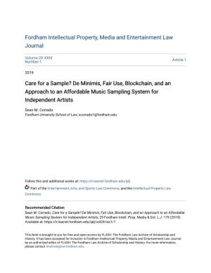 De Minimis, Fair Use, Blockchain, and an Approach to an Affordable Music Sampling System for Independent Artists
