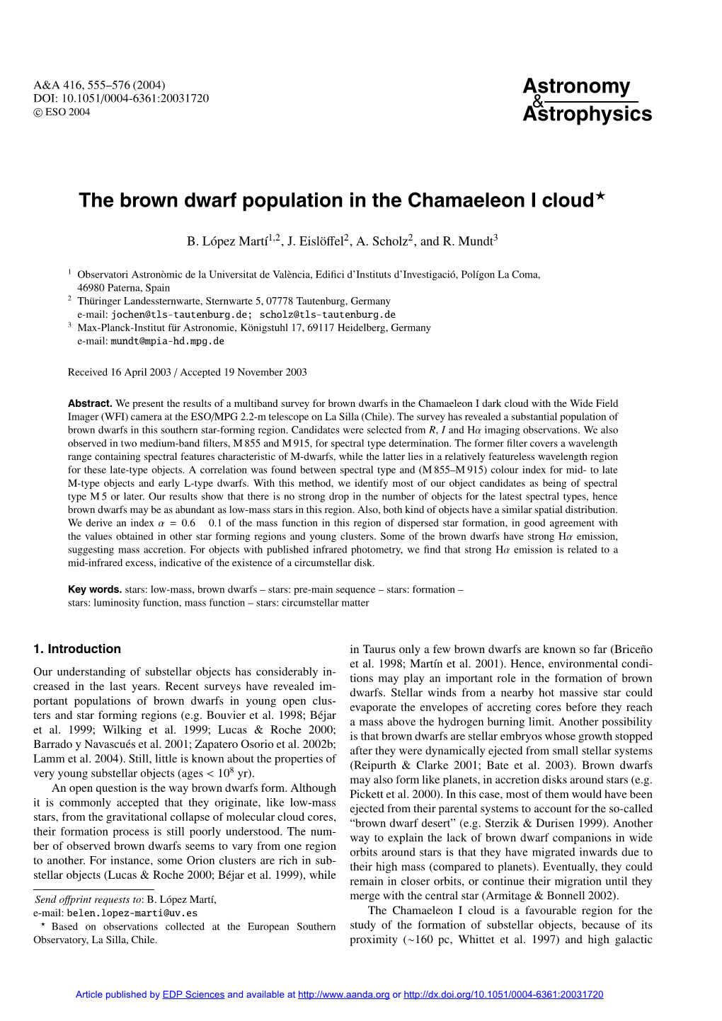 The Brown Dwarf Population in the Chamaeleon I Cloud