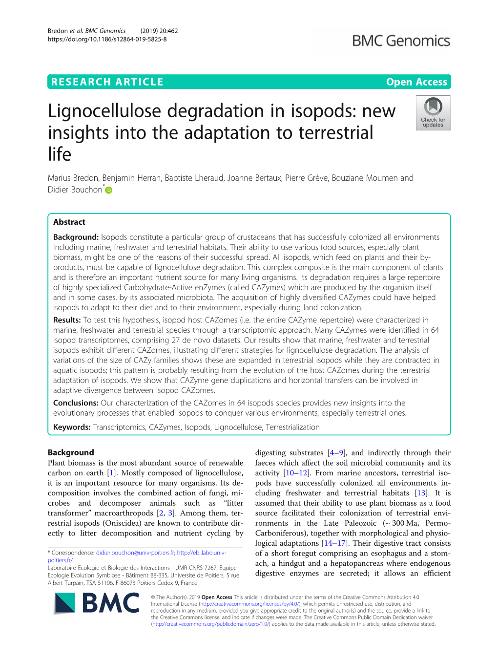 Lignocellulose Degradation in Isopods: New Insights Into the Adaptation To