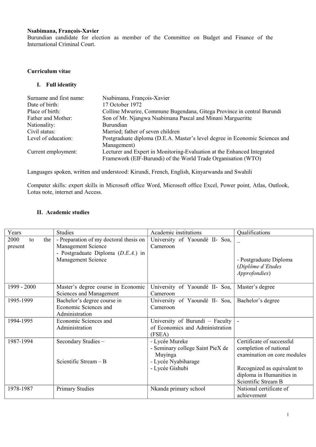 Curriculum Vitea