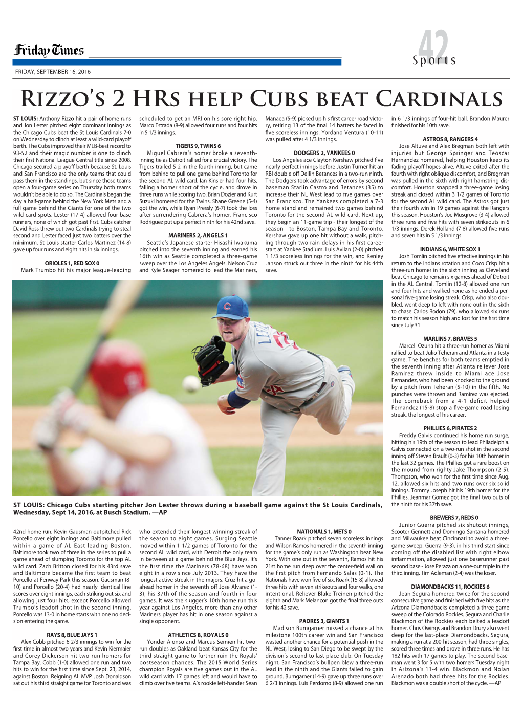 Rizzo's 2 Hrs Help Cubs Beat Cardinals