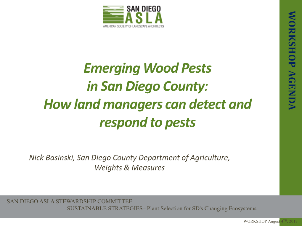 Emerging Wood Pests in San Diego County