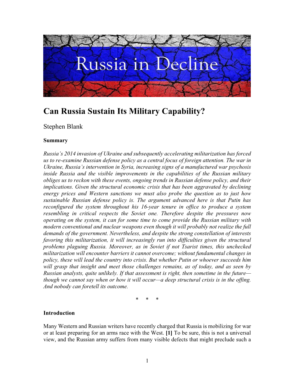 Can Russia Sustain Its Military Capability?
