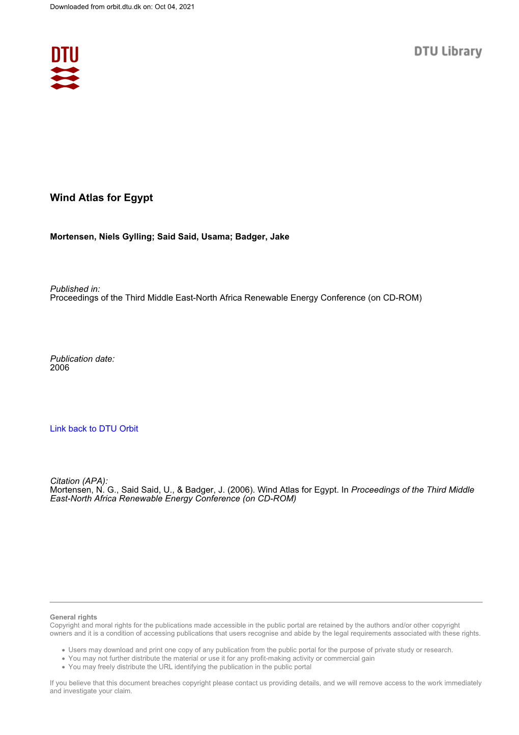 Wind Atlas for Egypt Paper