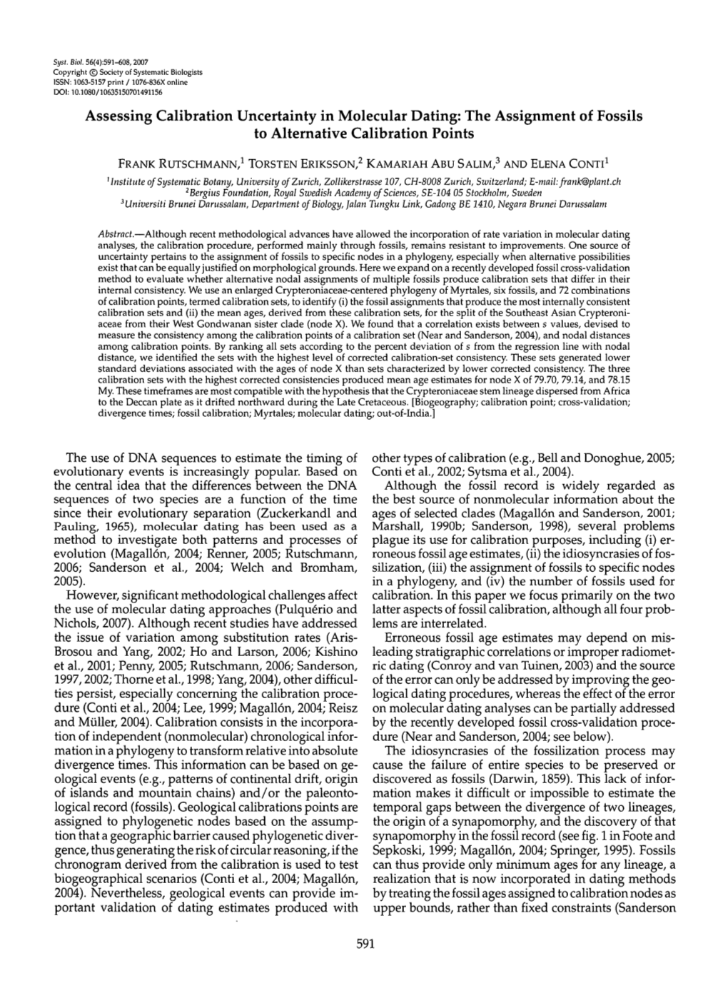 The Assignment of Fossils to Alternative Calibration Points