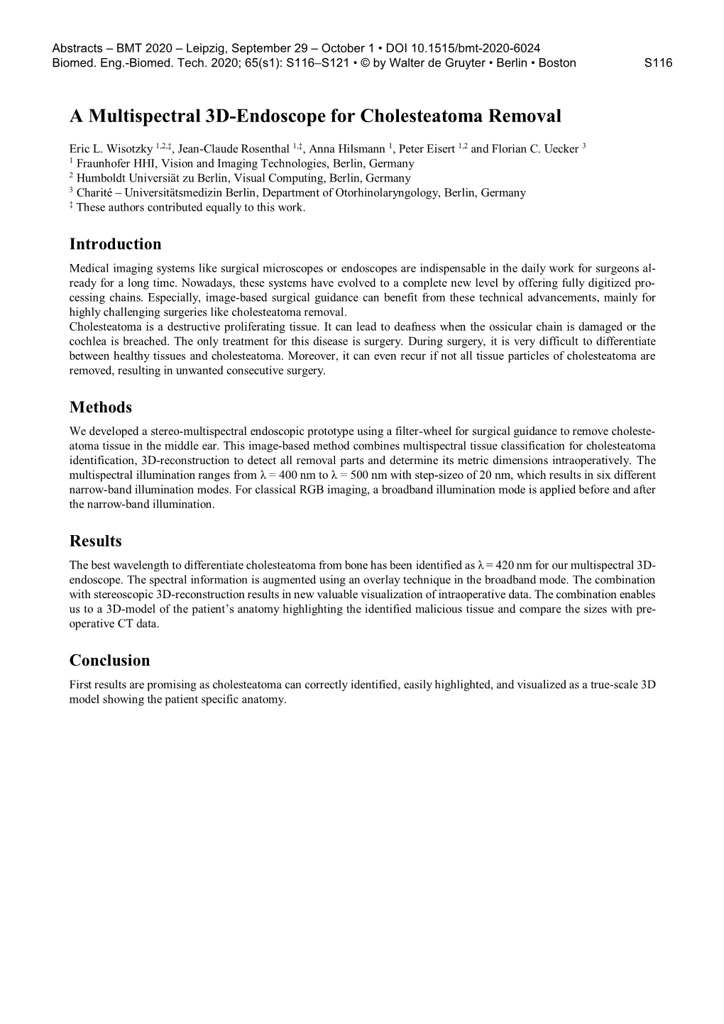 A Multispectral 3D-Endoscope for Cholesteatoma Removal