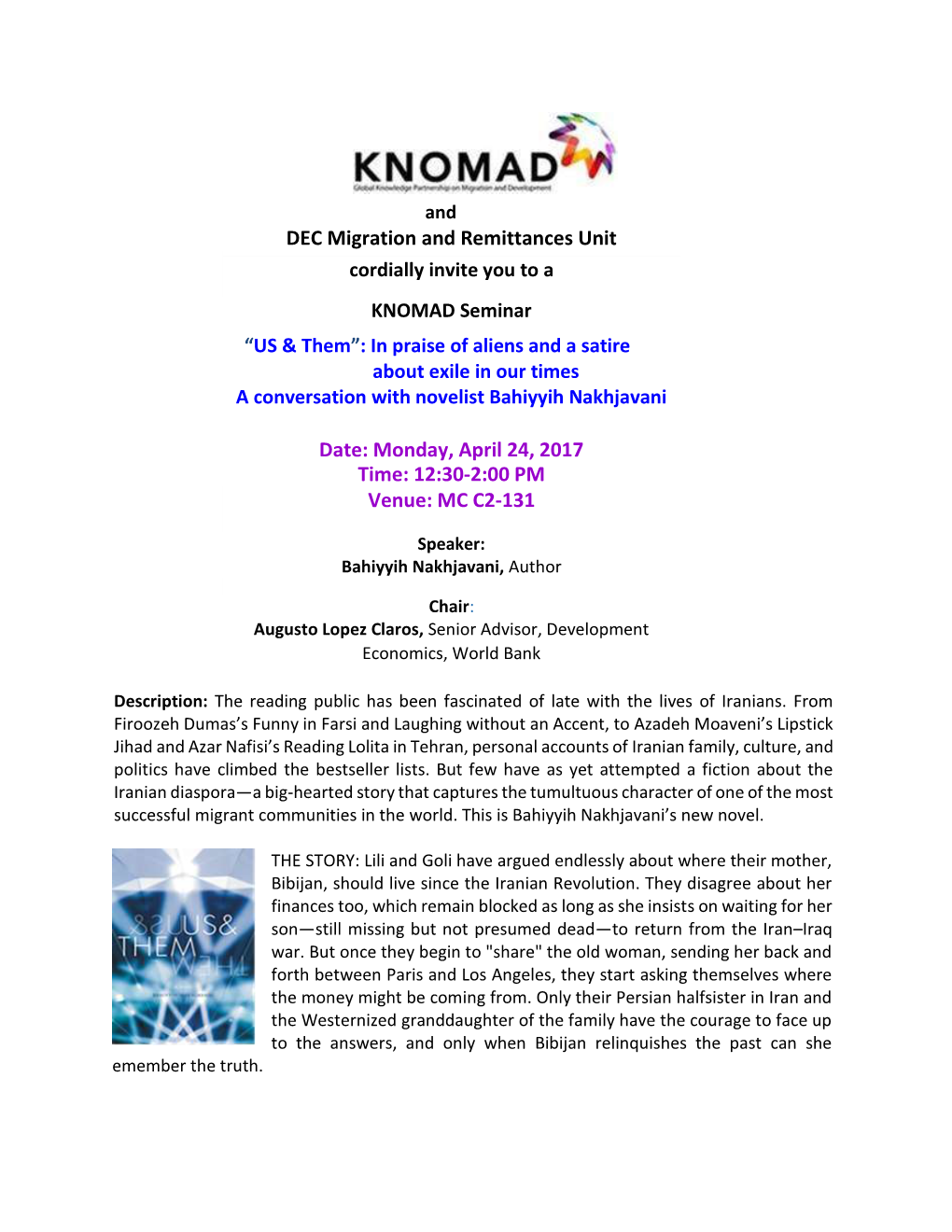 KNOMAD Seminar US & Them in Praise of Aliens and a Satire About