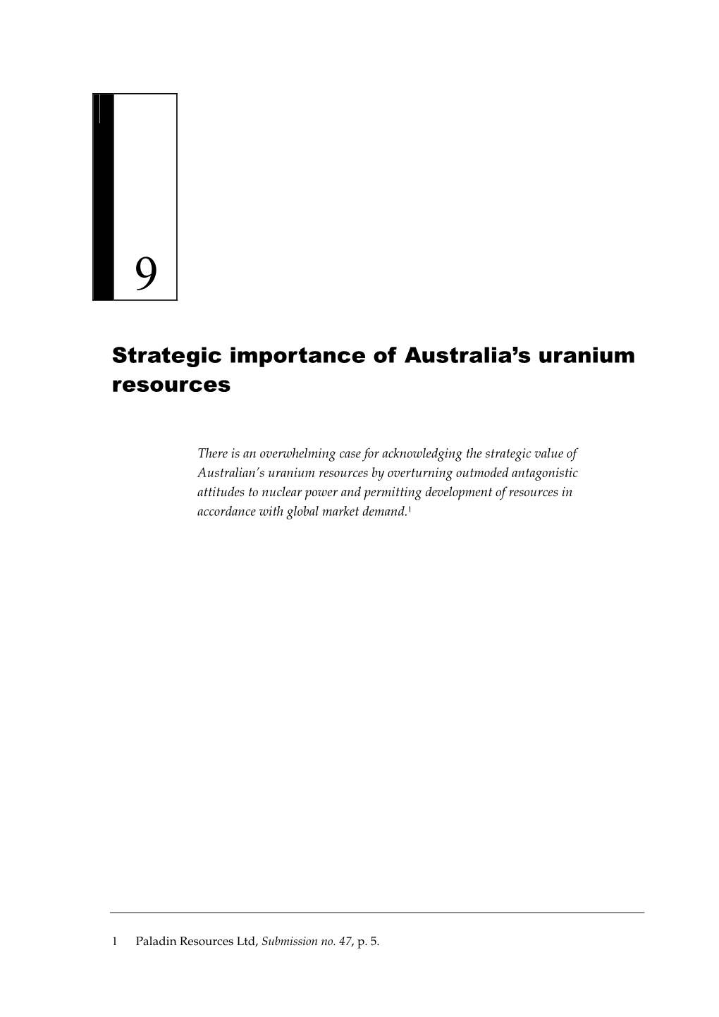 Strategic Importance of Australia's Uranium Resources