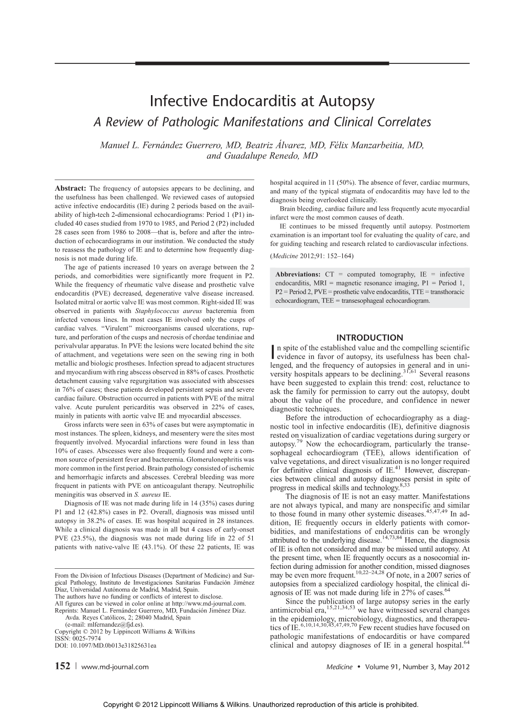 Infective Endocarditis at Autopsy a Review of Pathologic Manifestations and Clinical Correlates