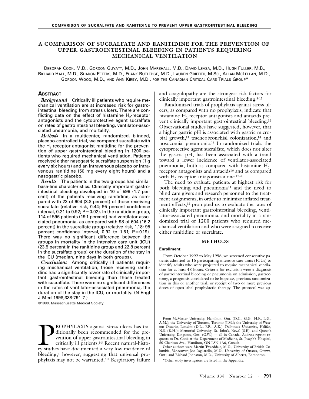 031998 a Comparison of Sucralfate and Ranitidine