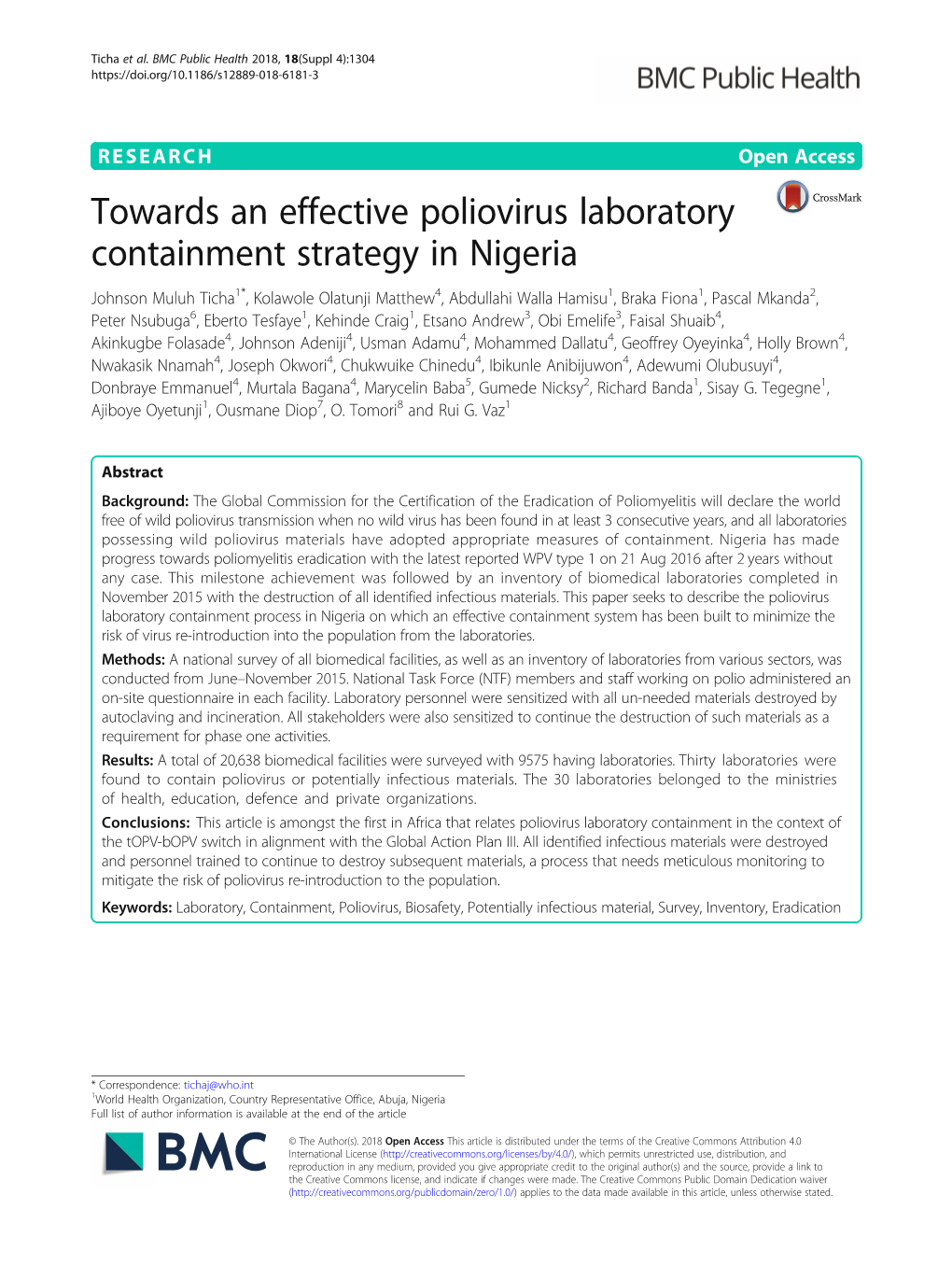 Towards an Effective Poliovirus Laboratory Containment Strategy In