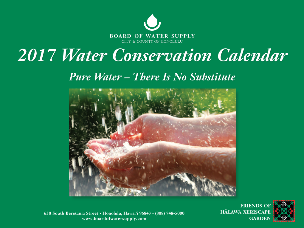 2017 Water Conservation Calendar Pure Water – There Is No Substitute