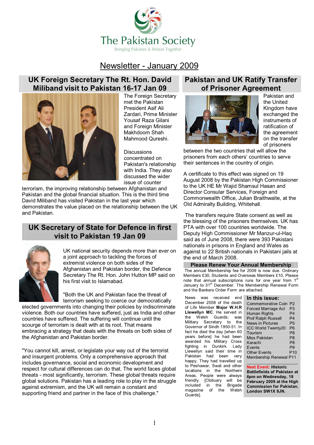 Newsletter - January 2009