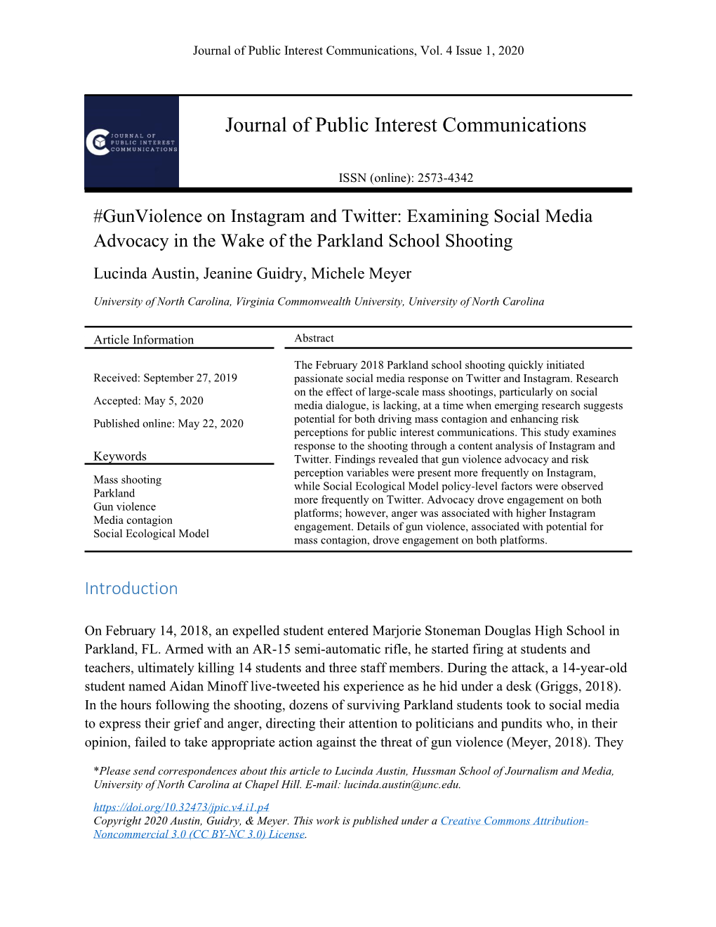 Journal of Public Interest Communications, Vol