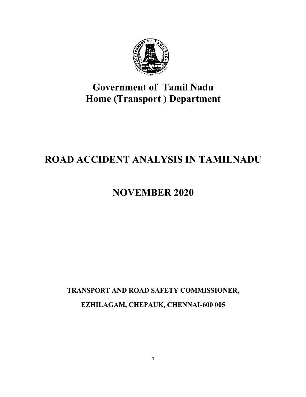 Department ROAD ACCIDENT ANALYSIS in TAMILNADU