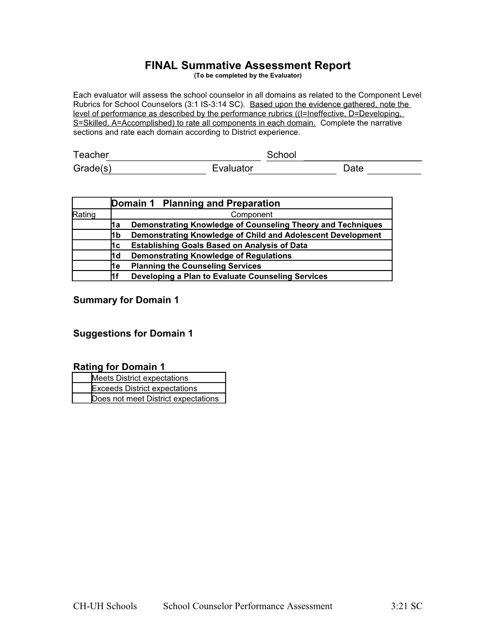 Summative Assessment Report