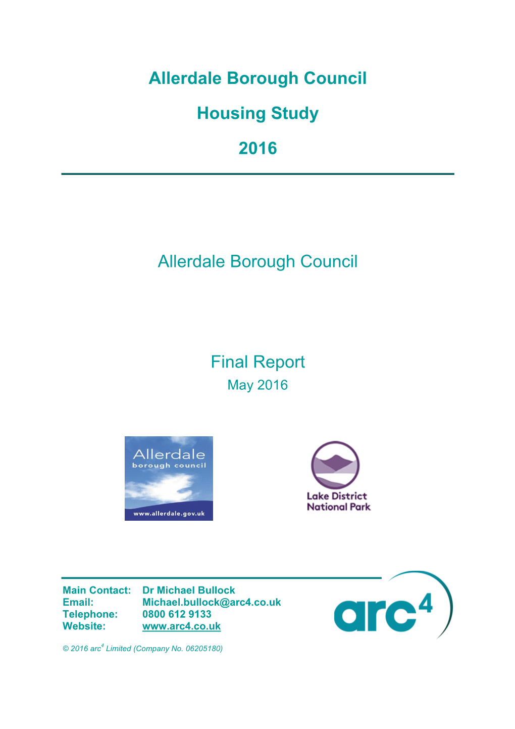 Allerdale Borough Council Housing Study 2016 Allerdale Borough Council Final Report