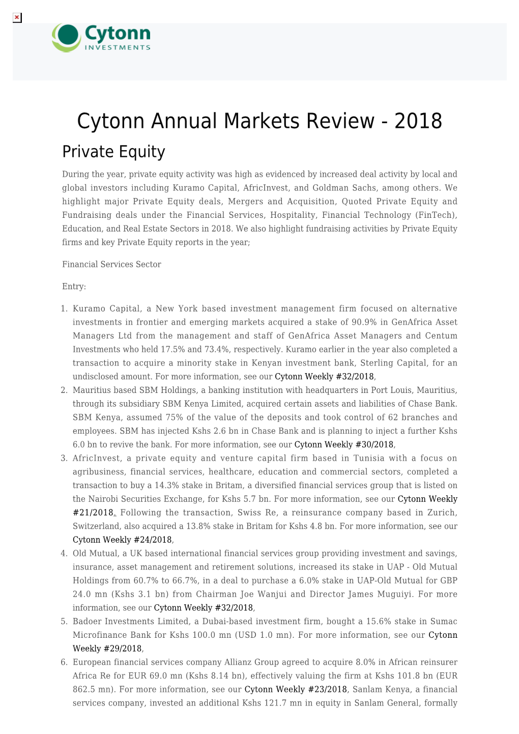 Cytonn Report a Product of Cytonn Technologies