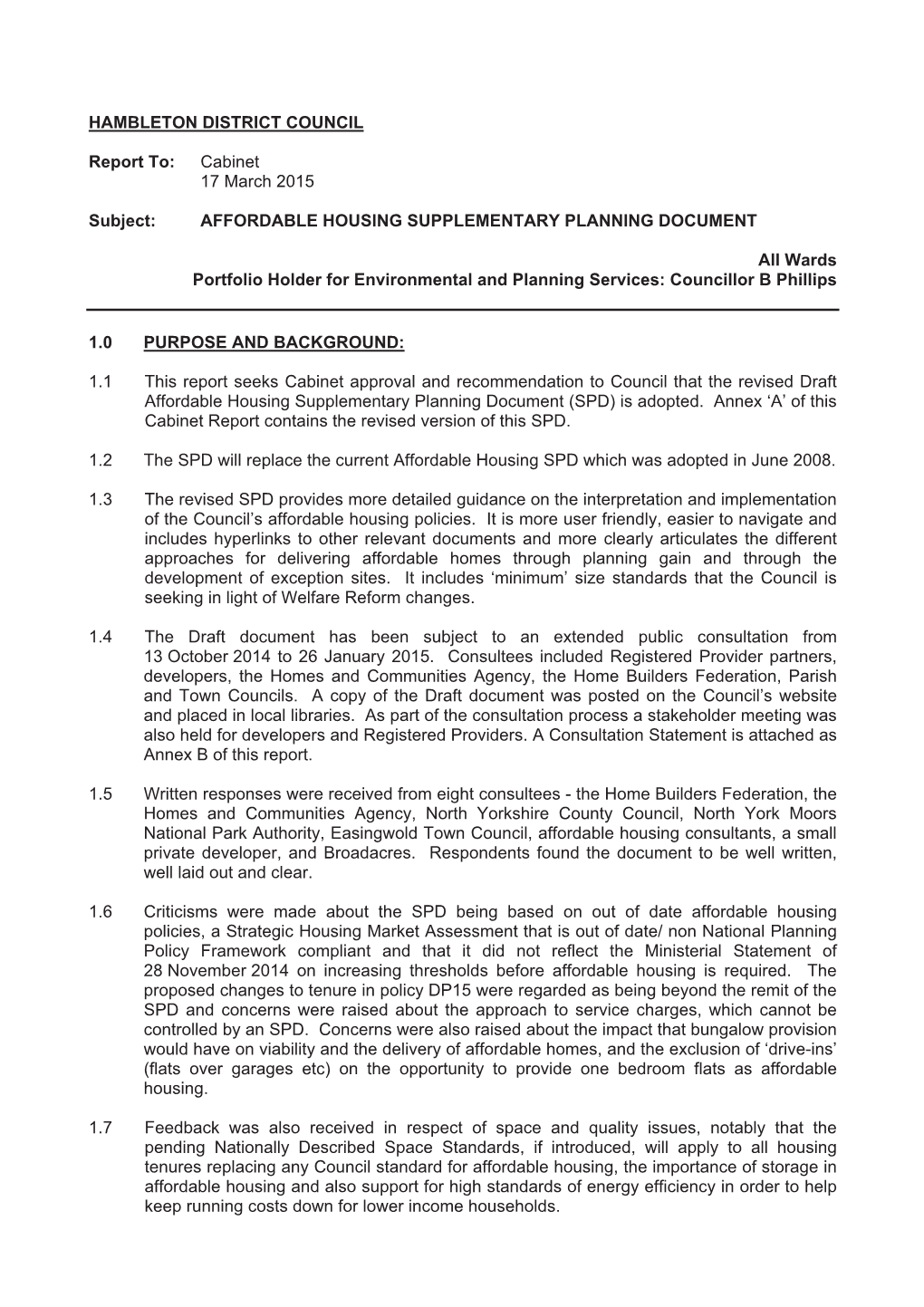 Affordable Housing Supplementary Planning Document