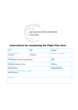 Instructions for Completing the Flight Plan Form