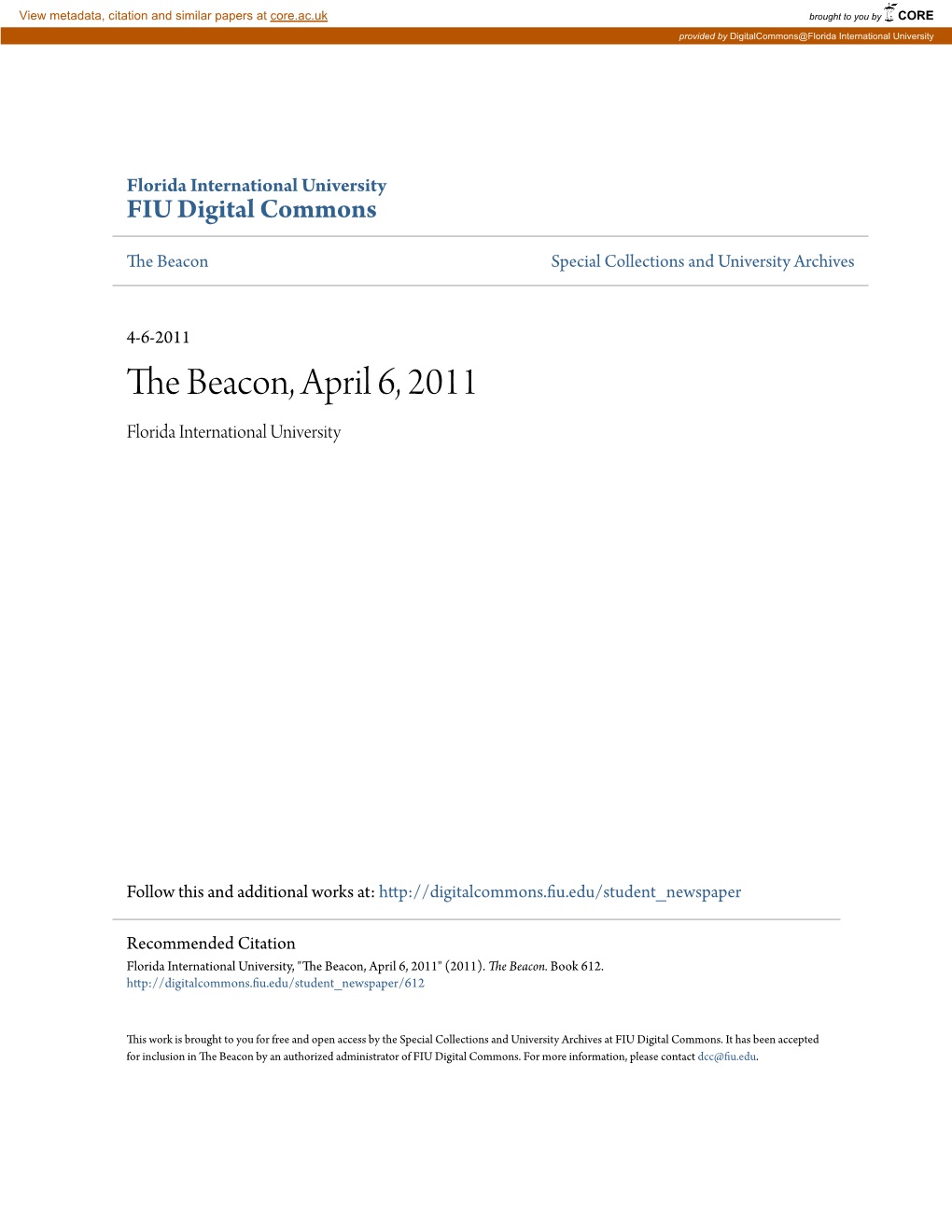 The Beacon, April 6, 2011 Florida International University
