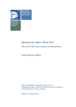 Opening the Urban "Black Box" the Role of the Local Context in Urban Protest