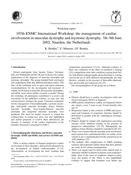 107Th ENMC International Workshop: the Management of Cardiac Involvement in Muscular Dystrophy and Myotonic Dystrophy