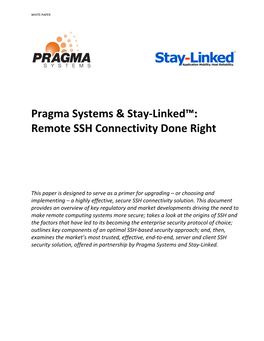 Pragma Systems & Stay-Linked™: Remote SSH Connectivity Done Right