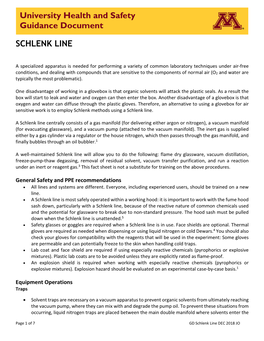 University Health and Safety Guidance Document SCHLENK LINE