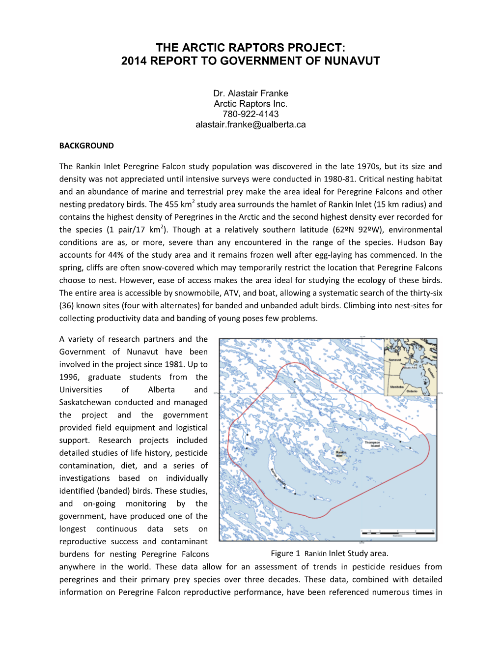 The Arctic Raptors Project: 2014 Report to Government of Nunavut