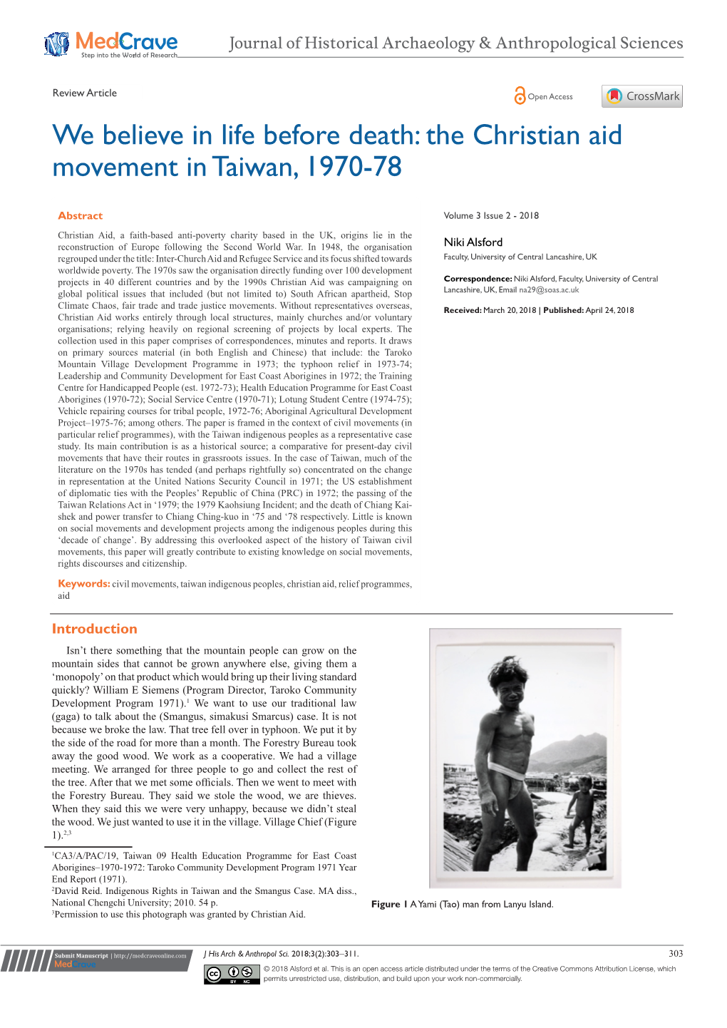 The Christian Aid Movement in Taiwan, 1970-78