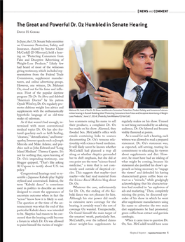 The Great and Powerful Dr. Oz Humbled in Senate Hearing