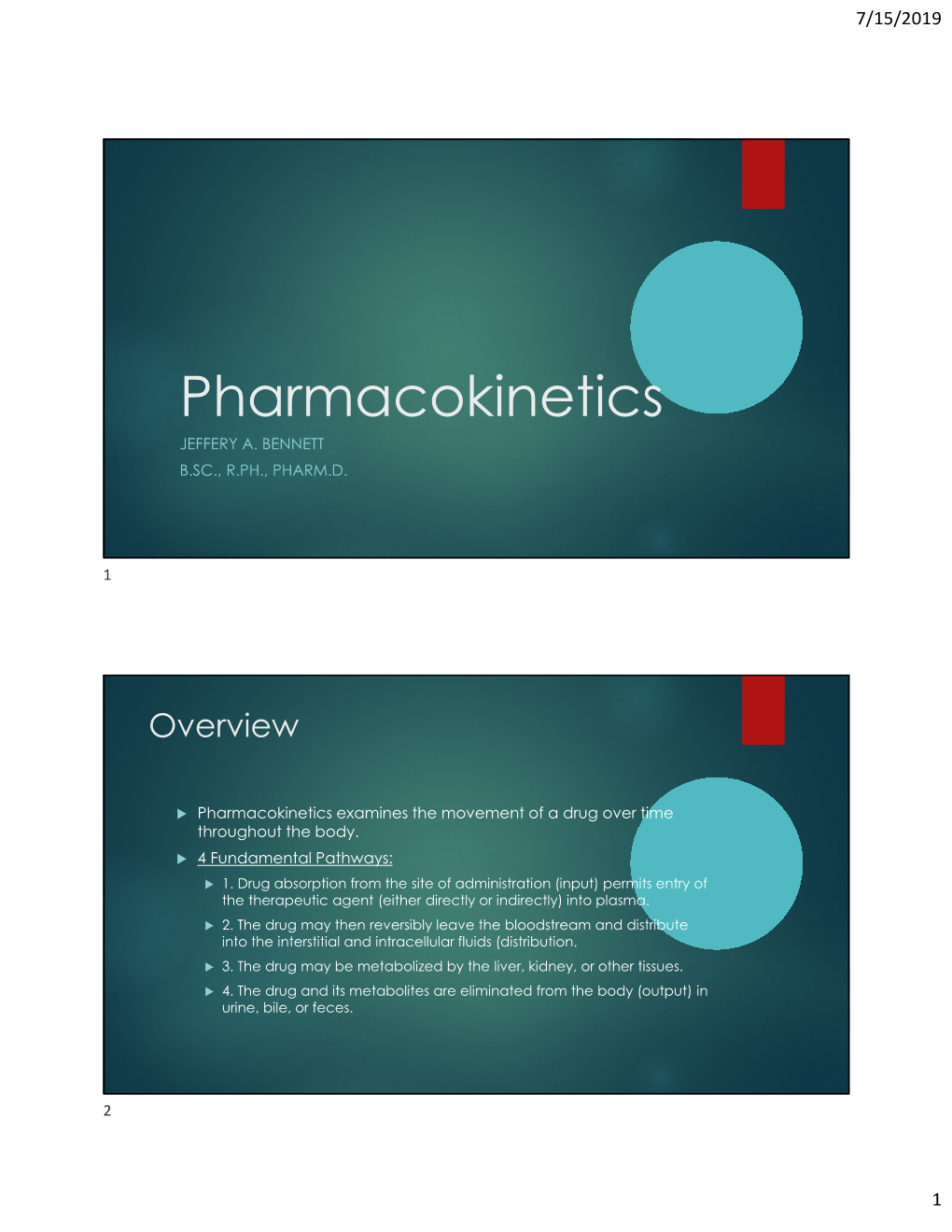 Pharmacokinetics JEFFERY A