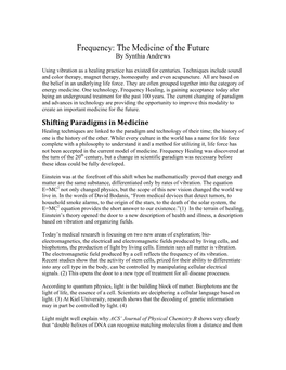 Frequency: the Medicine of the Future by Synthia Andrews