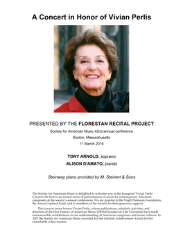 FLORESTAN RECITAL PROJECT Society for American Music 42Nd Annual Conference Boston, Massachusetts 11 March 2016