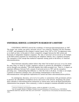 Universal Service: a Concept in Search of a History
