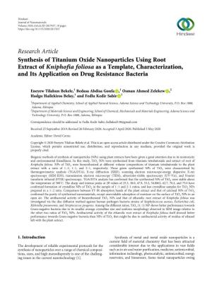Research Article Synthesis of Titanium Oxide Nanoparticles Using Root