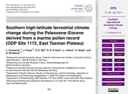 Southern High-Latitude Terrestrial Climate Change Change During the Paleocene–Eocene L