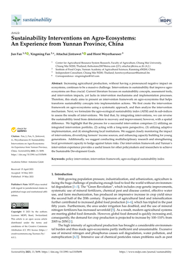Sustainability Interventions on Agro-Ecosystems: an Experience from Yunnan Province, China