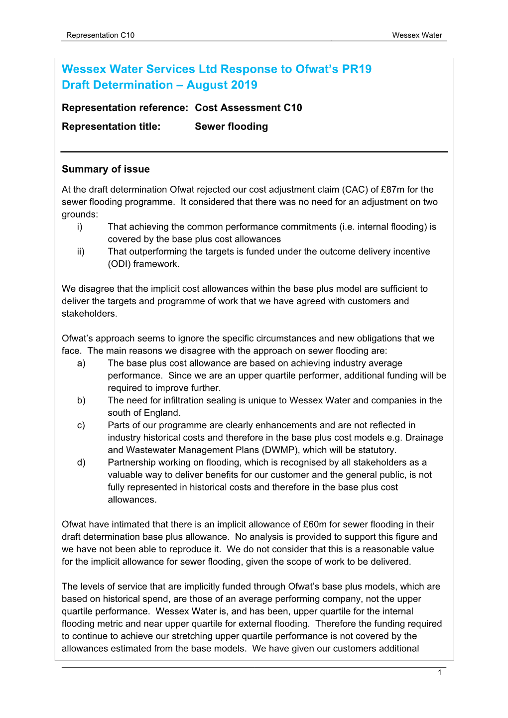 Representation C10 Sewer Flooding