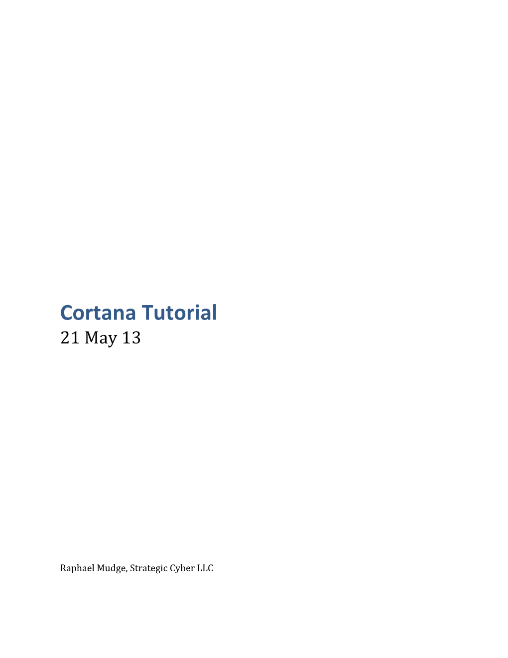 Cortana Tutorial 21 May 13