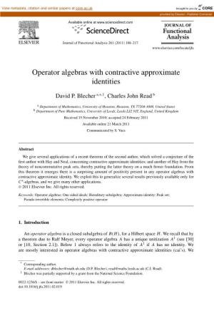 Operator Algebras with Contractive Approximate Identities