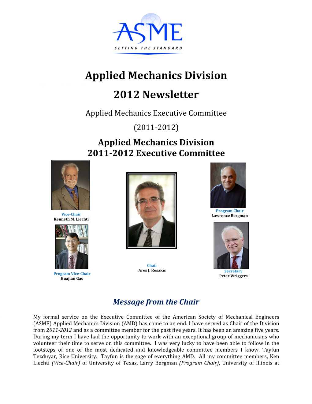 Applied Mechanics Division 2012 Newsletter