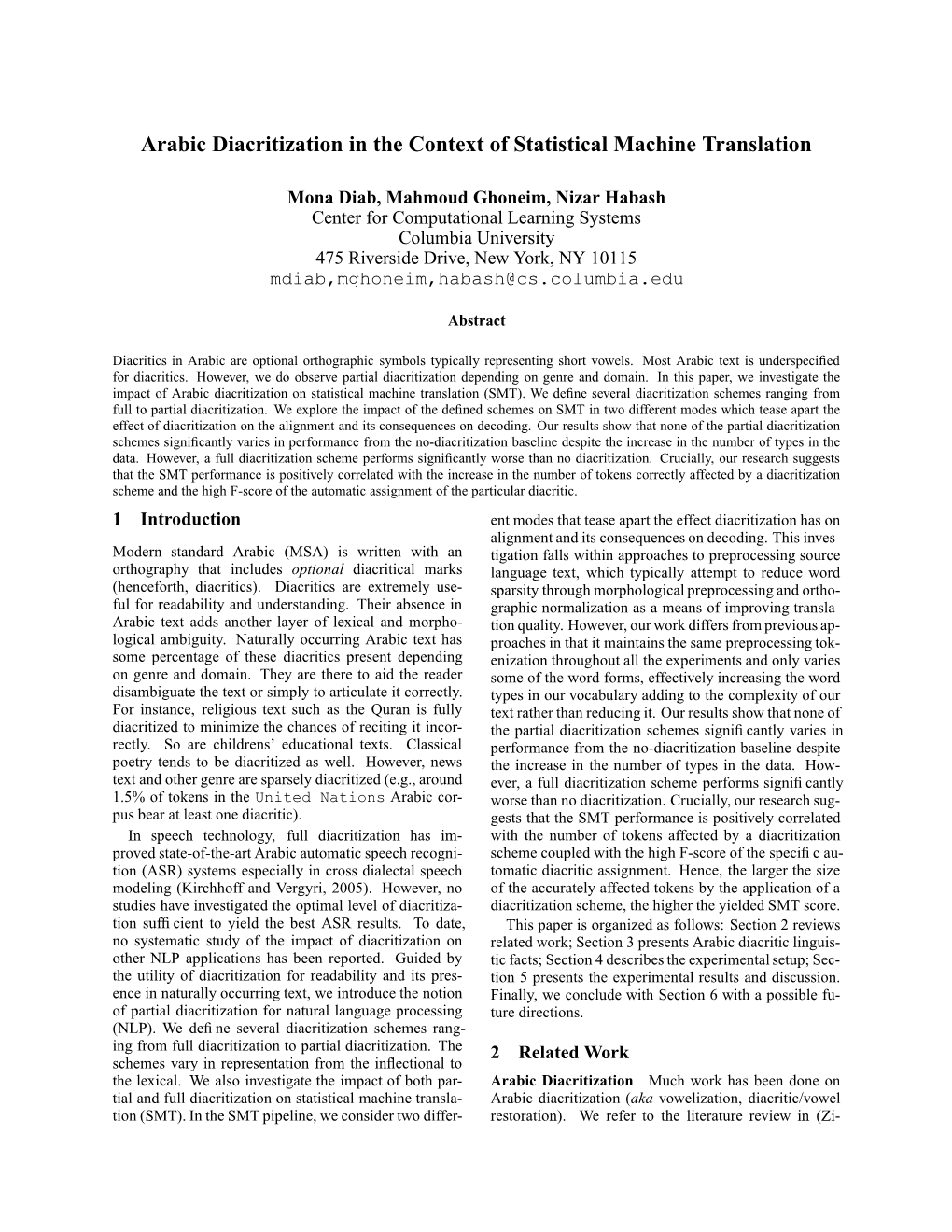 Arabic Diacritization in the Context of Statistical Machine Translation