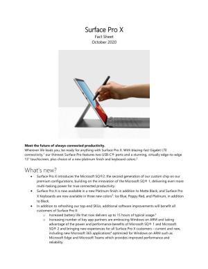 Surface Pro X Fact Sheet October 2020