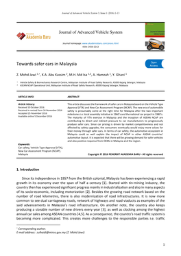 Journal of Advanced Vehicle System 3, Issue 1 (2016) 1-13