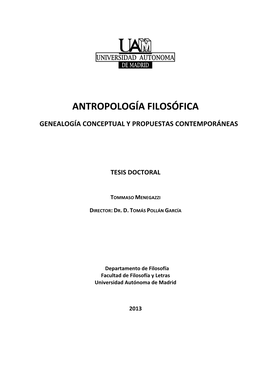 Antropología Filosófica Y Contemporaneidad I